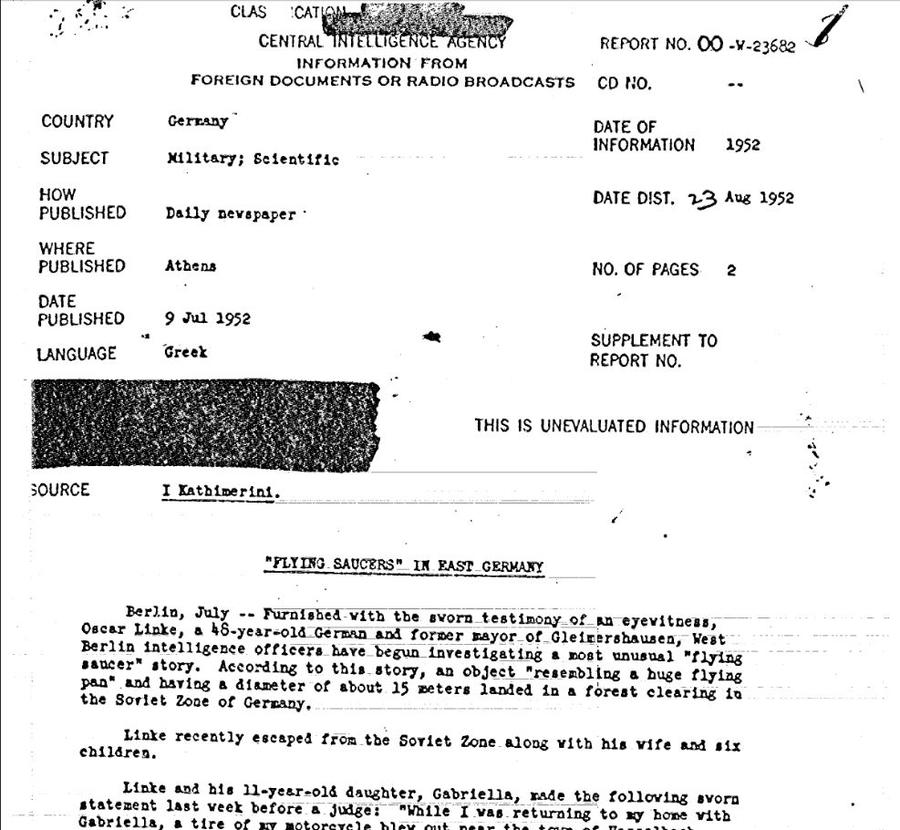 Розсекречені документи ЦРУ про НЛО